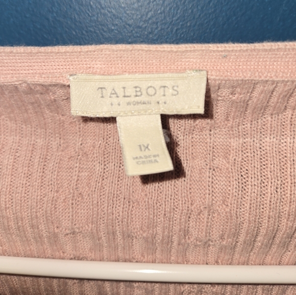 Talbots 1X Cable Knit Pink Longsleeve Sweater - Picture 5 of 8